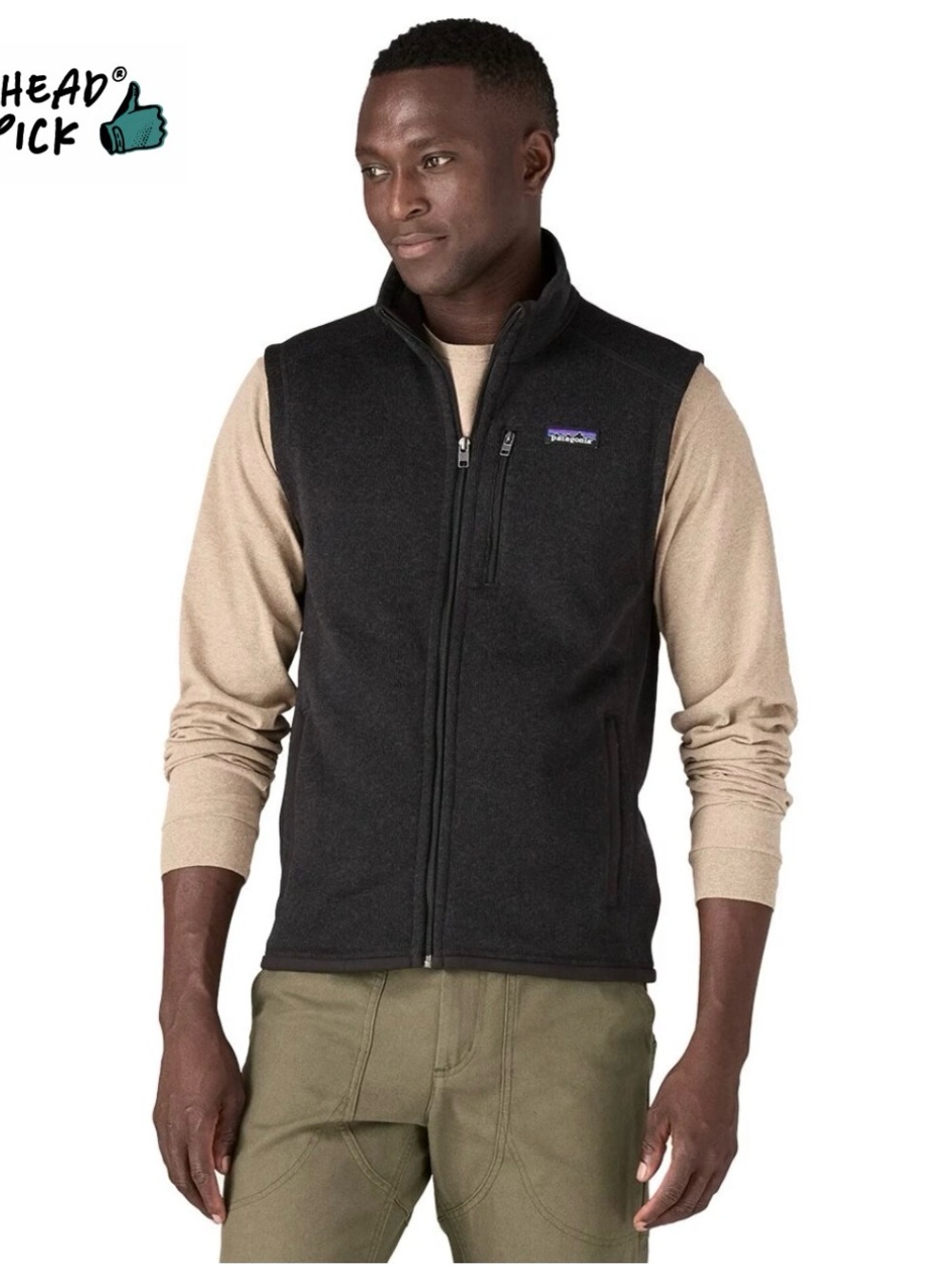 Patagonia Black Men's Fleece Vest with Zip Chest Pocket